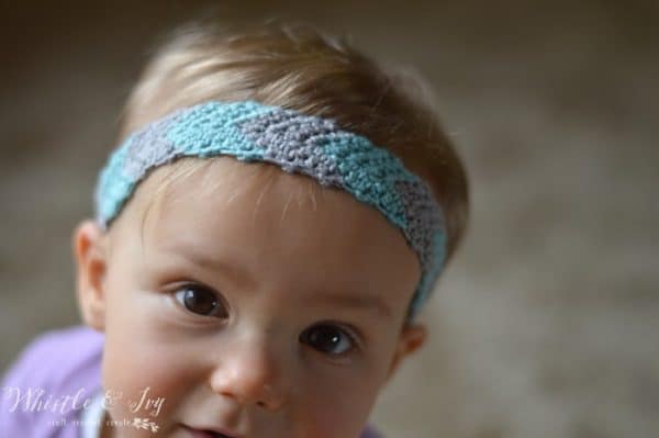Free Crochet Pattern - Simple Chevron Headband | Crochet this adorable headband. Includes instructions for women and toddler sizes. 