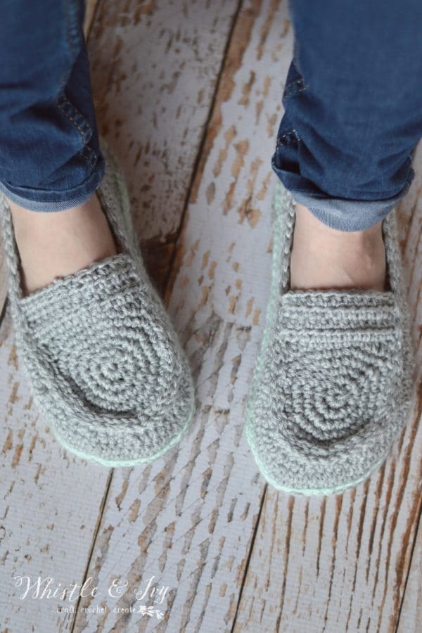 Free Crochet Pattern - Women's Loafer Slippers | Make these comfy and cute loafer slippers. The double sole is extra comfy!