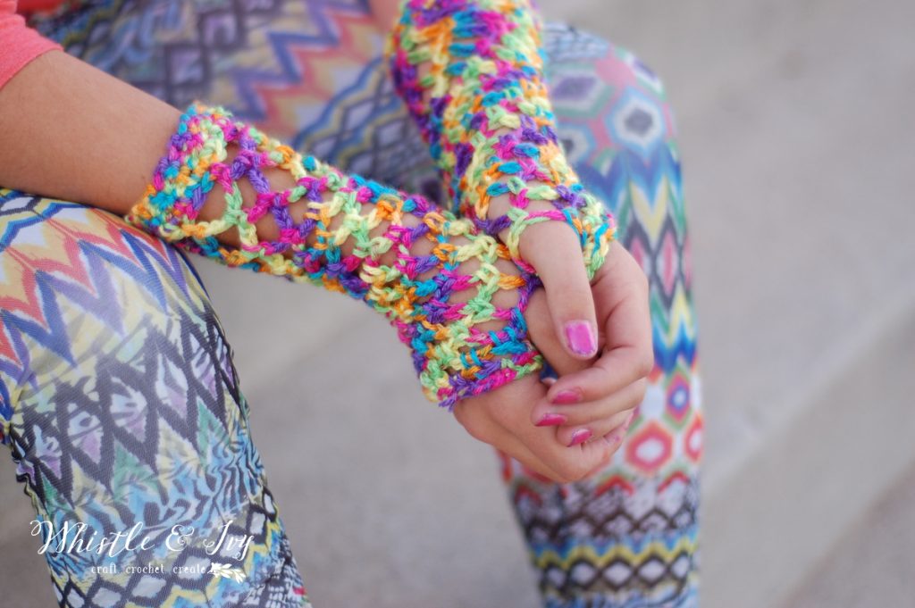 Crochet Fishnet Fingerless Gloves - Whistle and Ivy
