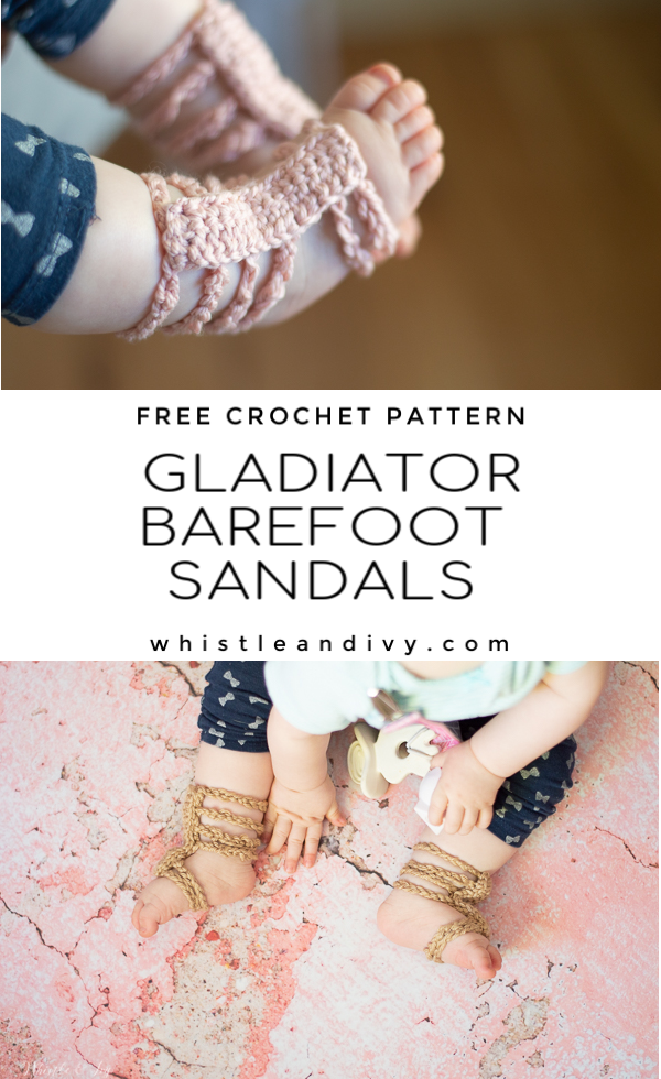 crochet gladiator barefoot sandals free crochet pattern summer baby 