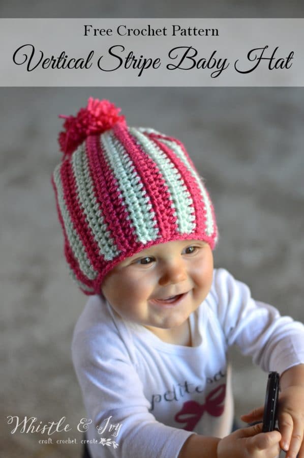 Free Crochet Pattern - Vertical Stripe Baby Hat | Super cozy slouchy hat for baby!