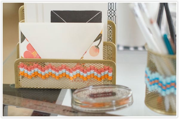 yarn scraps idea cross stitch card holder for home office 