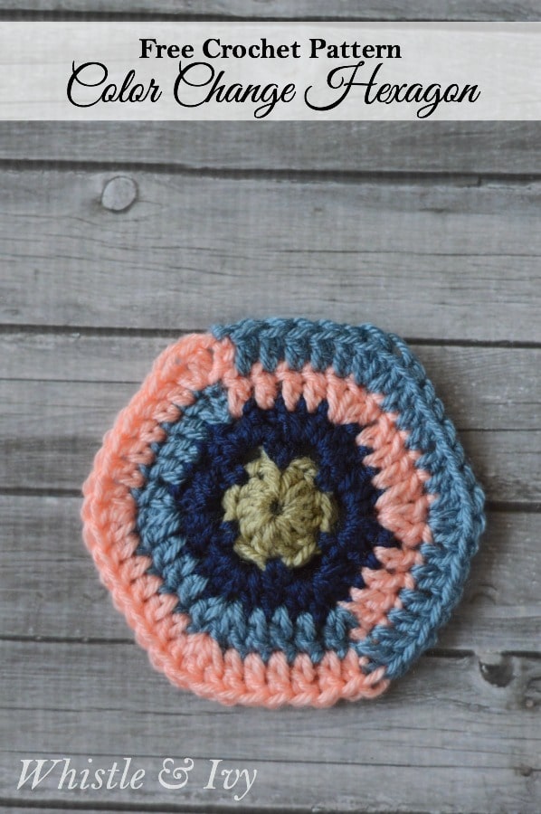 Free Crochet Pattern - Color Change Hexagon | Pattern by Whistle and Ivy