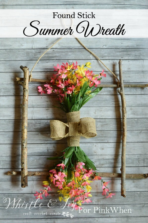 Make this pretty summer wreath with just a few minutes and some sticks from your yard!