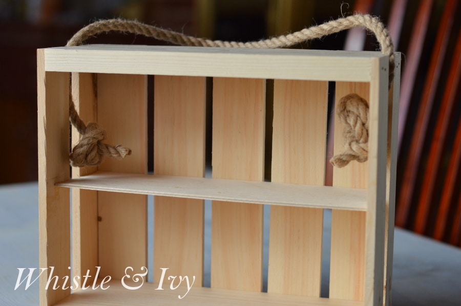 Rope and Crate Shelf - Make this quick and easy shelf from a wooden crate!