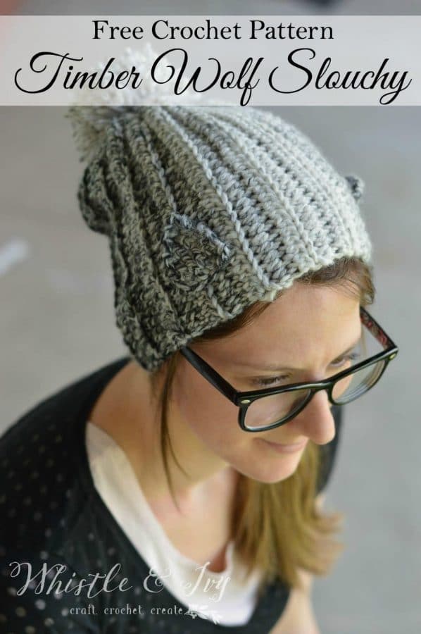 Free Crochet Pattern - Timber Wolf Slouchy  | Gear up for winter with this cute and cozy slouchy hat. 