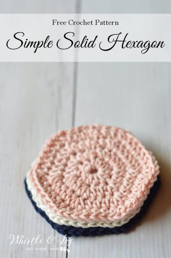 Free Crochet Pattern - Make this simple solid hexagon crochet pattern, perfect for all your hexagon projects!