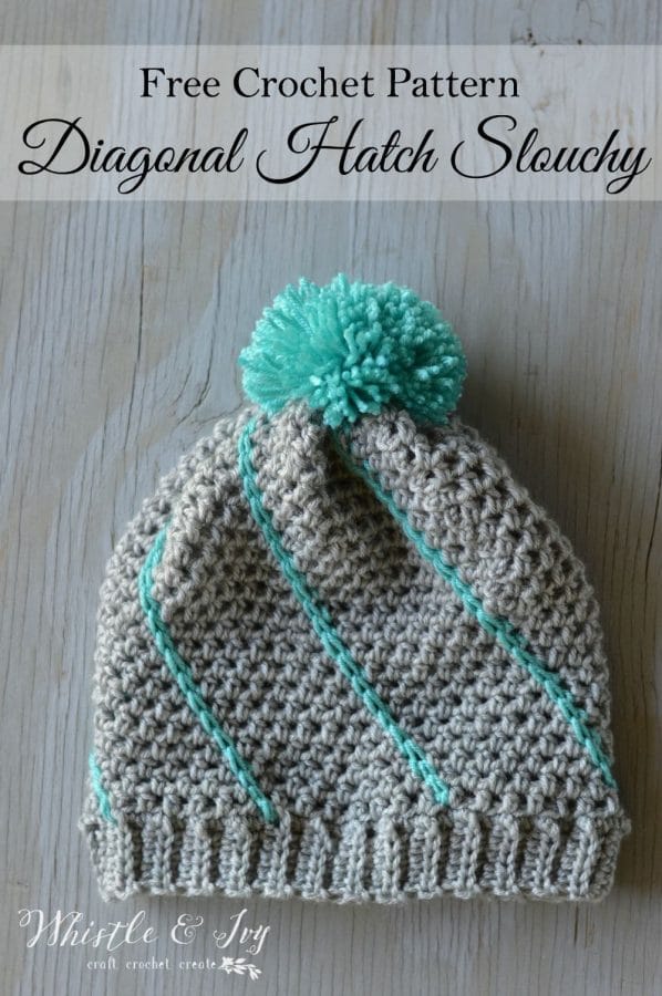 Free Crochet Pattern - Diagonal Hatch Slouchy Hat | Mix and match colors for your perfect hat