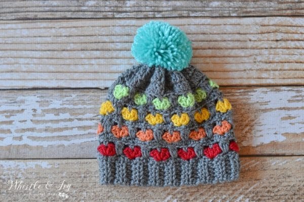 crochet heart stitch hat crochet pattern 