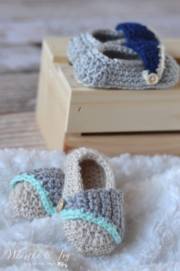 Baby Boardwalk Slip-ons - Get the crochet pattern for these adorable baby shoes, perfect for both girls and boys. 