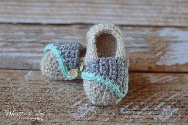 Baby Boardwalk Slip-ons - Get the crochet pattern for these adorable baby shoes, perfect for both girls and boys. 