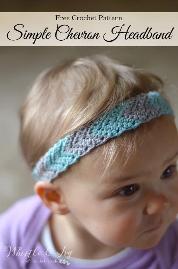 Free Crochet Pattern - Simple Chevron Headband | Crochet this adorable headband. Includes instructions for women and toddler sizes.