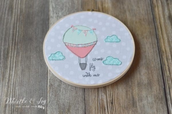 hot air balloon embroidery hoop art project 