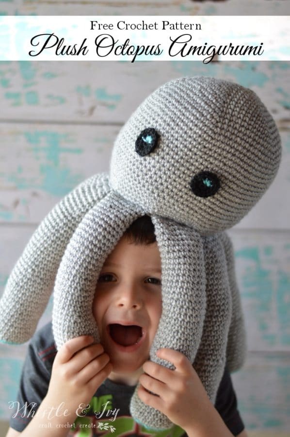 Free Crochet Pattern - Plush Crochet Octopus Amigurumi | Make this adorable and simple crochet octopus plush, the perfect sea friend for any child. 