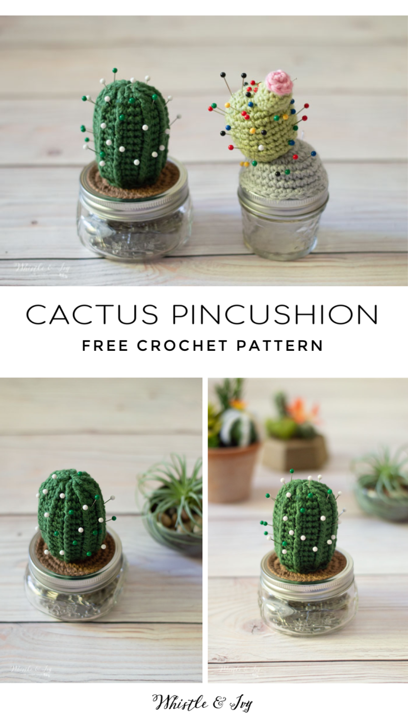 crochet cactus pincushion free crochet pattern 