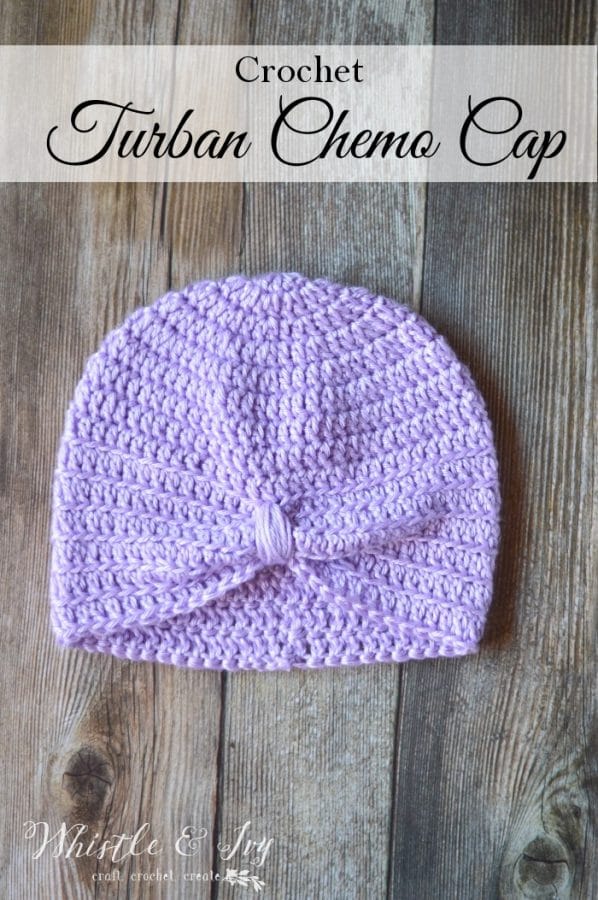 Crochet Turban Chemo Cap - Crochet this pretty and comfortable turban chemo cap with this crochet pattern. Works up quickly and easily. 