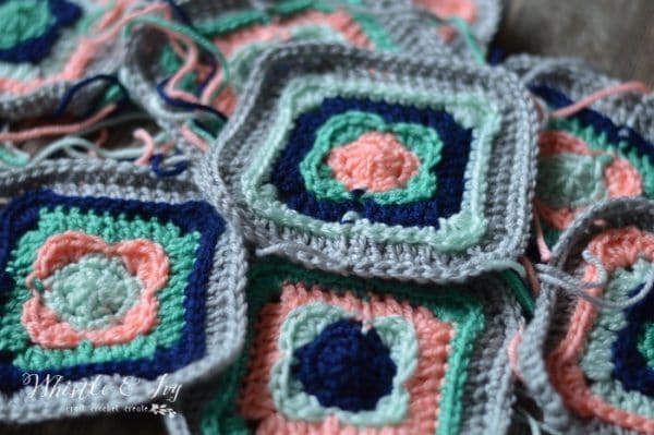 FREE Crochet Pattern: Aurora Flora Crochet Square - Use these pretty 5" squares for your next afghan or granny square project! 