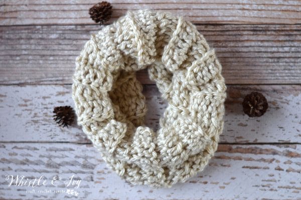 FREE Crochet Pattern: (almost) 30 Minute Crochet Cowl - Make the pretty ribbed crochet cowl with one skein of yarn and in about 30 minutes!