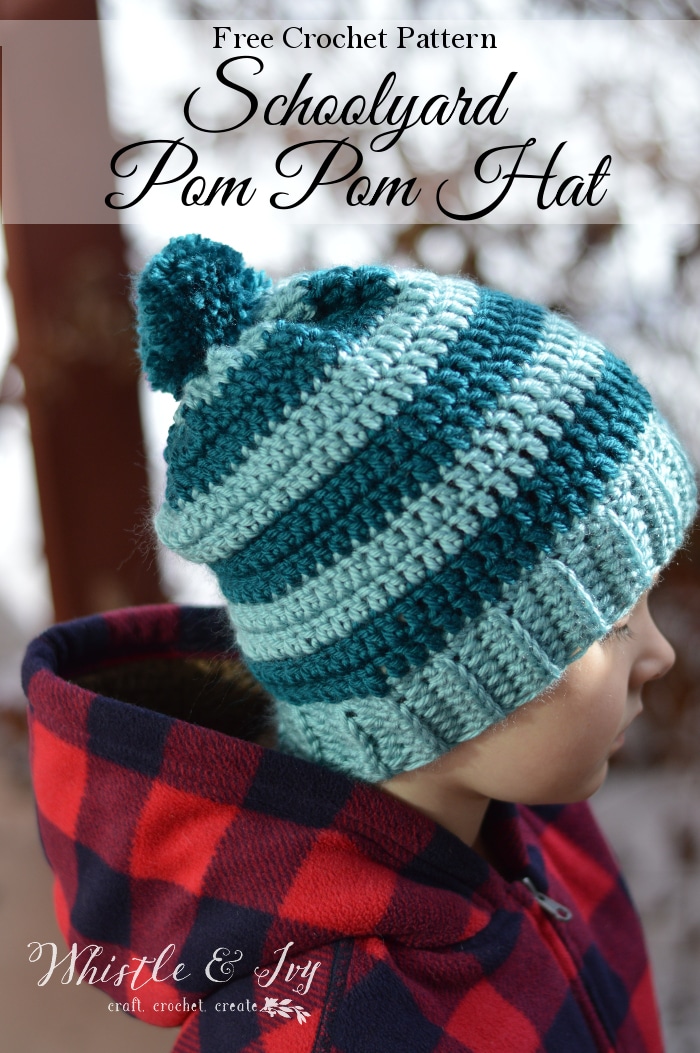 Schoolyard Pom-pom Hat Crochet Pattern