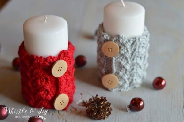 FREE Crochet Pattern: Crochet Candle Cozies | Make these gorgeous candle cozies, a perfect addition to your Holiday vignette or mantle!