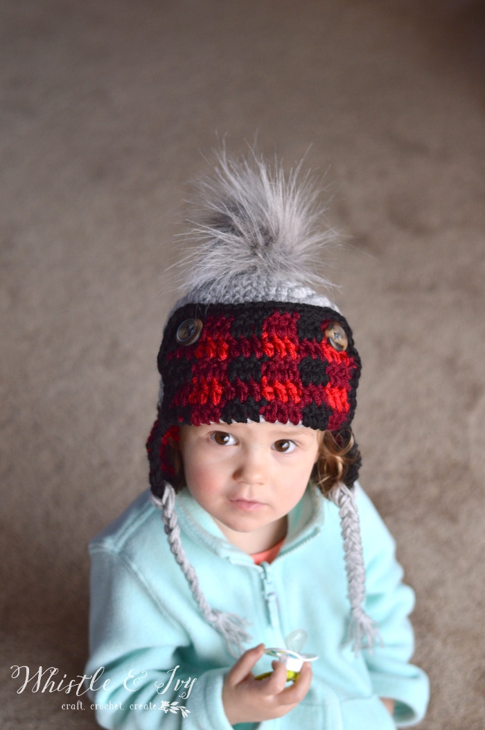 Crochet Trapper Hat Child to Adult sizes winter hat