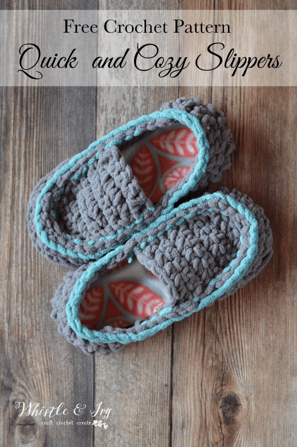 Free Crochet Pattern: Quick and Cozy Crochet Slippers | Slip your feet into these chunky, cozy crochet slippers. SO comfy and they are a very QUICK project!