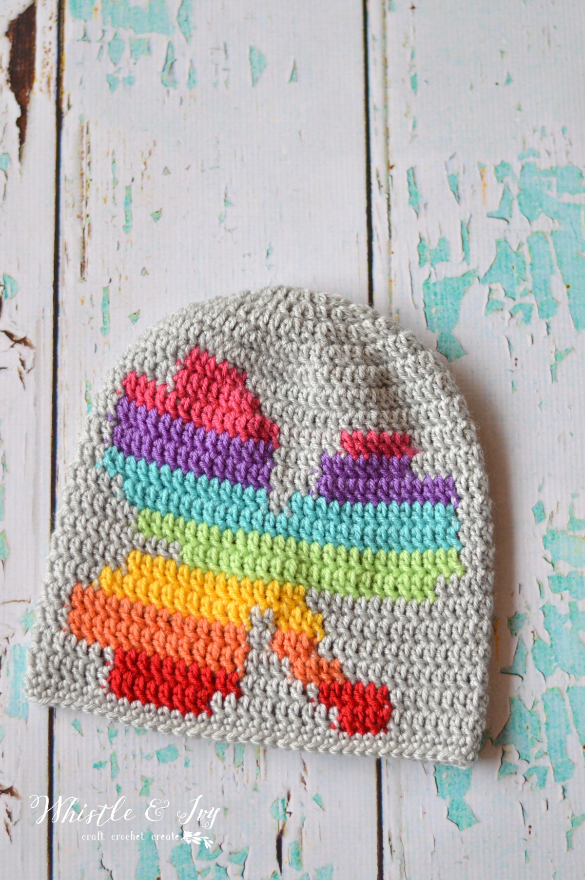Women Crochet Rainbow Shamrock Slouchy
