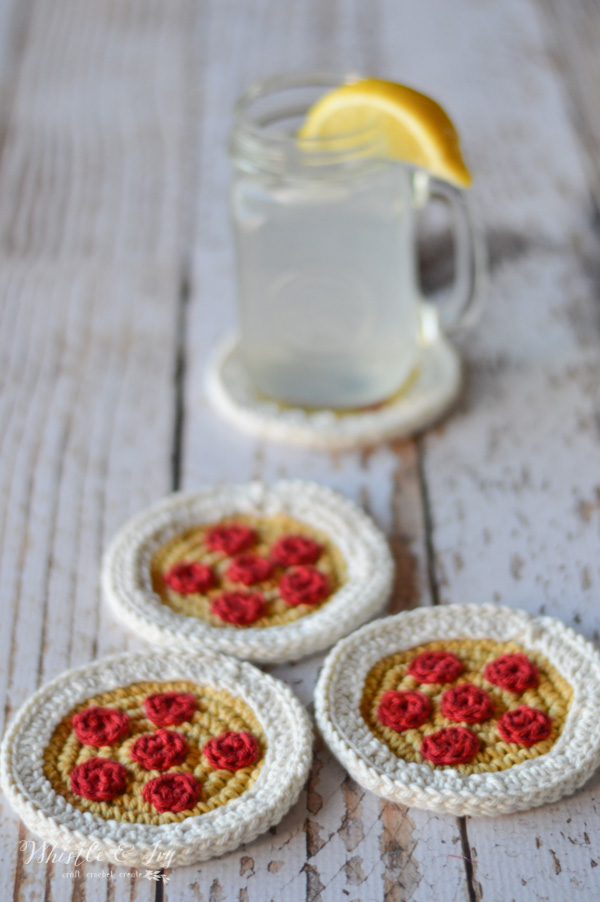 Crochet Pizza Coasters – Crochet Pattern