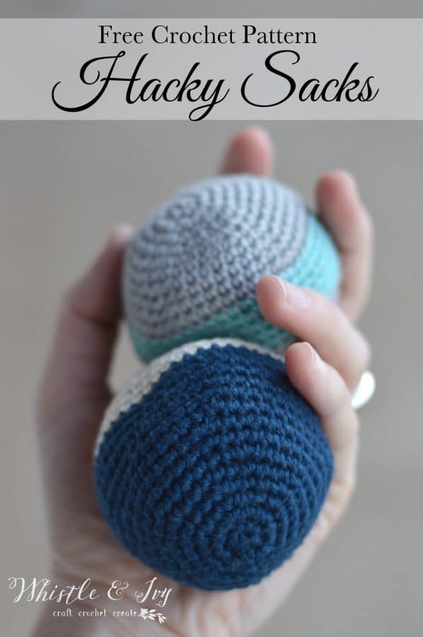 FREE Crochet Pattern: Crochet Hacky Sack | Make your very own foot bag with this easy crochet pattern! Mix and match colors to make it your own. 