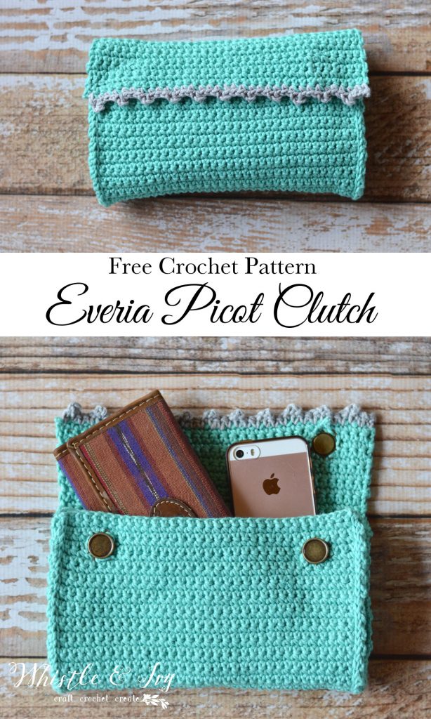 FREE Crochet Crochet - Everia Picot Clutch Crochet Pattern | This beginner-friendly clutch is made of ONE stitch, and so cute when completed. 