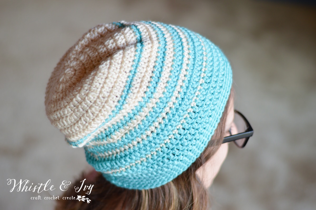 Women\'s Crochet Knitted Style Beanie Slouchy Hat Turquoise Crochet Slouchy Beanie Hat, Turquoise Teal Acrylic Yarn - Etsy main image 3
