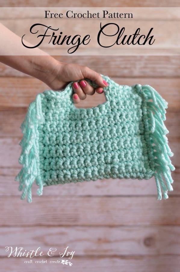 FREE Crochet Pattern: Anthropologie-Inspired Fringe Clutch | A quick, chunky project. Perfect for beginners with a stylish result! 