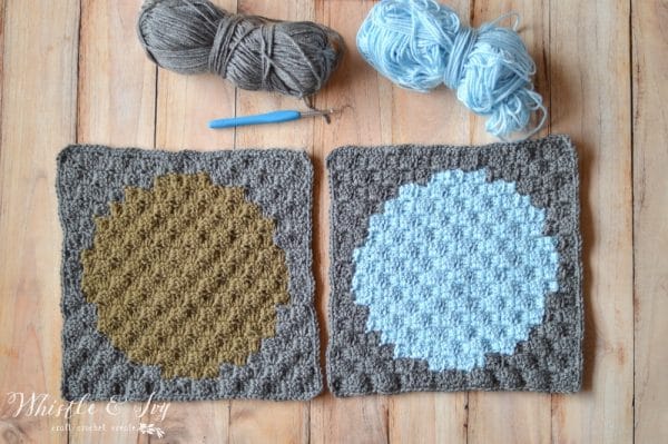 Solar System C2C CAL Day Three - Large Planets | Make two of the large planets for your crochet solar system blanket with this easy C2C graph. 