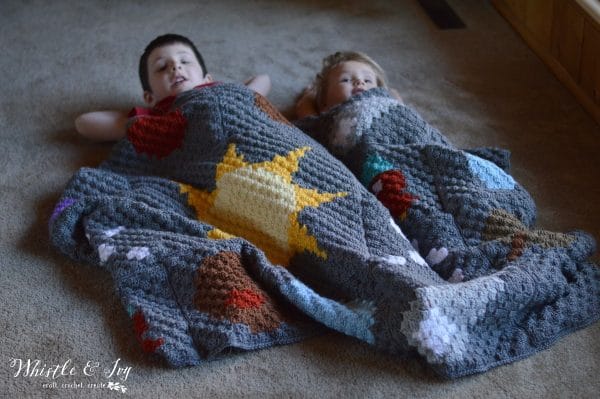 FREE Crochet Pattern: C2C Solar System Blanket | Learn how to work the Corner to Corner technique while making this pretty outer-space themed blanket! 
