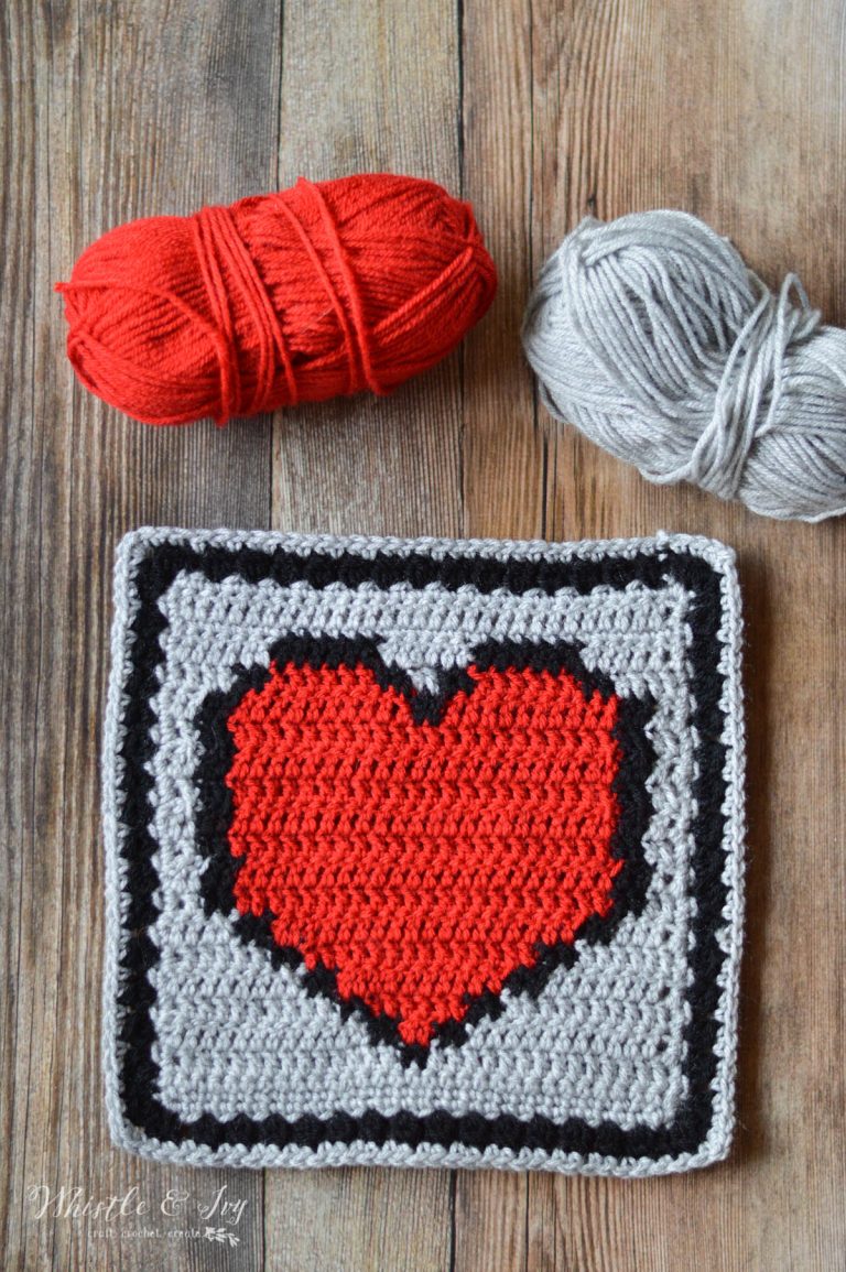 Pixel Heart Afghan Square