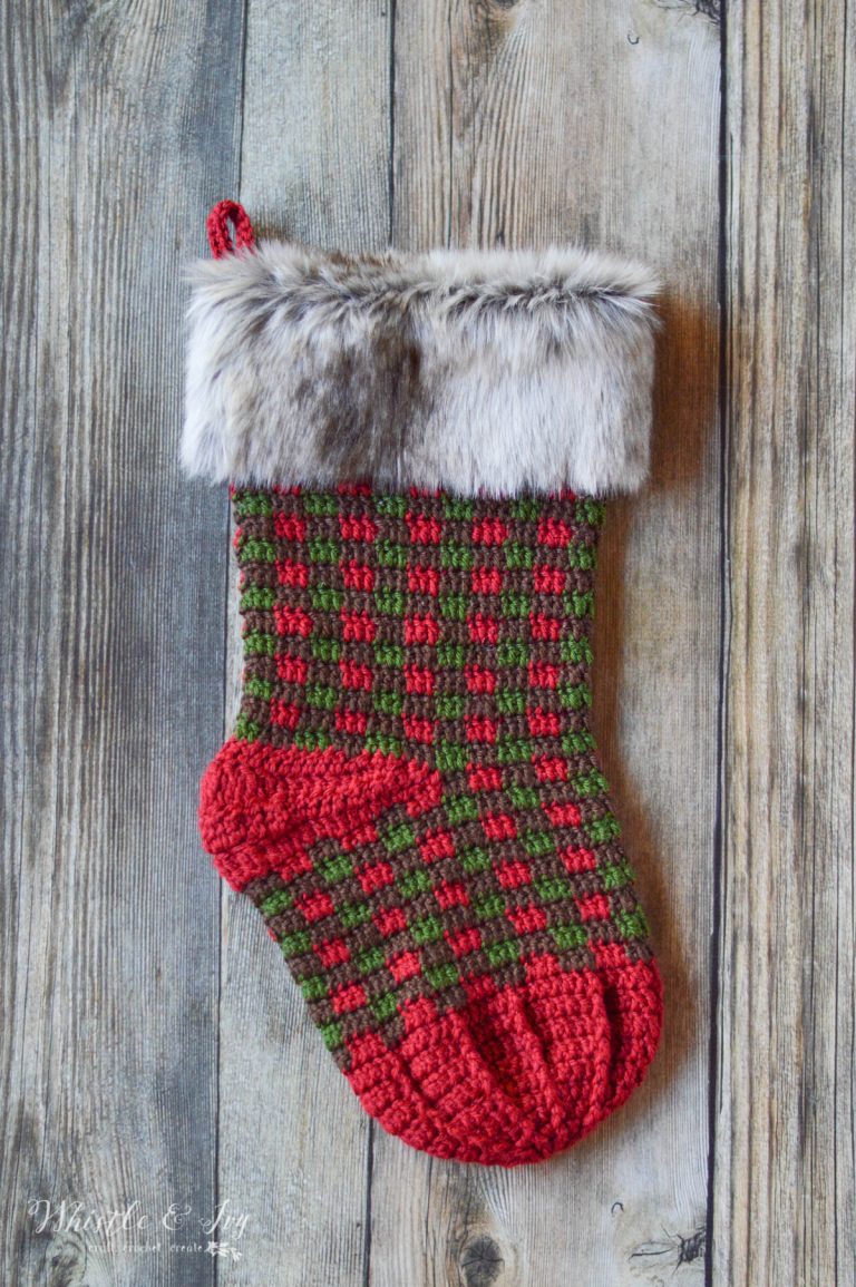 Crochet Plaid Stocking