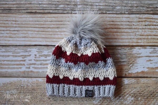 FREE Crochet Pattern: Winter Peaks Hat - This pretty hat is fun to make and has a beautiful texture with rows for color work! 
