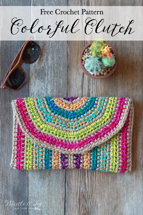 colorful crochet clutch free crochet pattern 