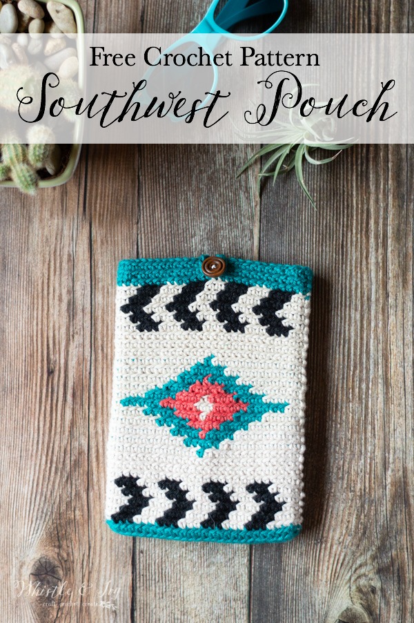 free crochet pattern southwest tablet pouch 