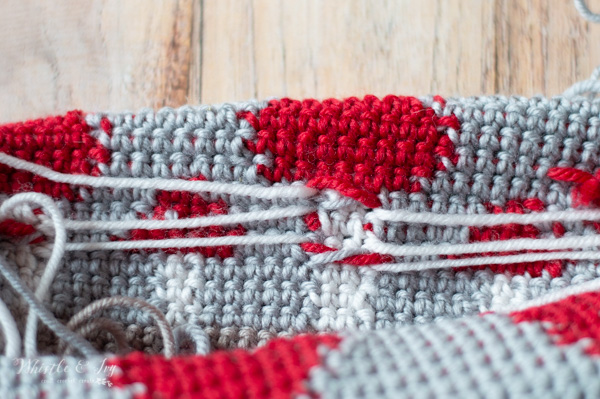 tapestry crochet and fair isle crochet shown in mushroom pouch free crochet pattern 