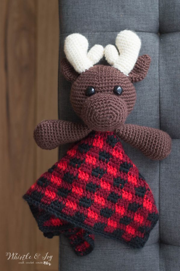 crochet pattern moose lovey with moose blanket for baby
