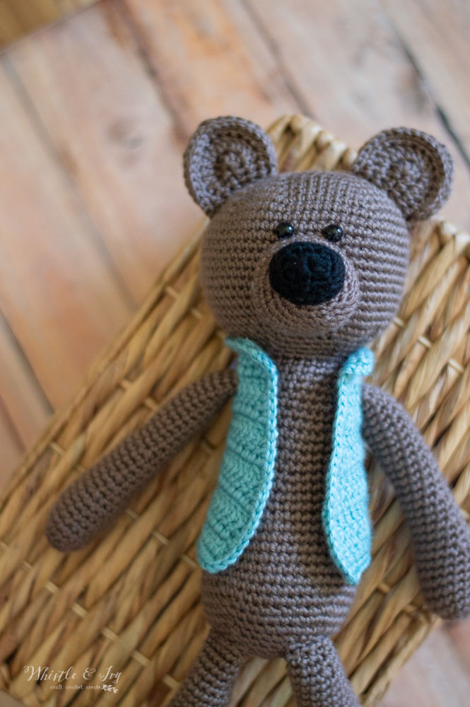 cute crochet teddy bear toy with vest 