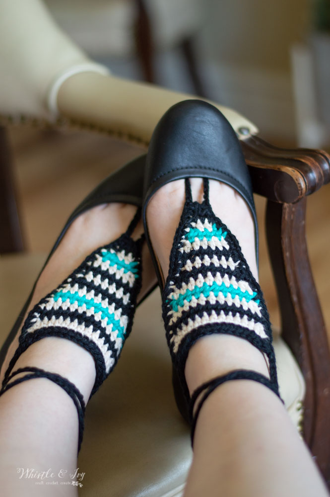 flats with crochet barefoot sandals serape southwest stripes free crochet pattern 