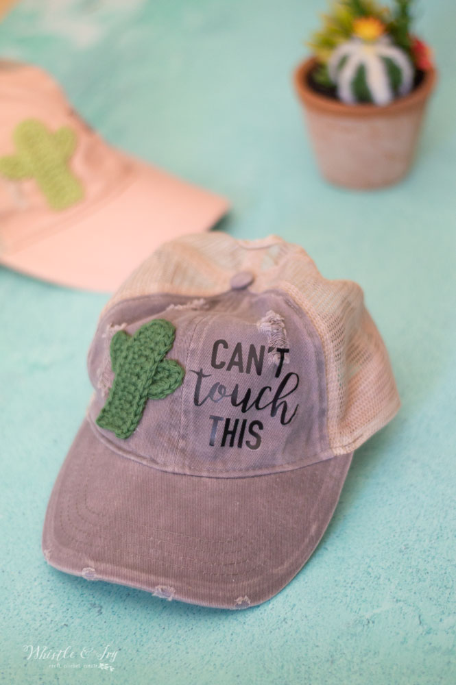 Crochet Cactus Appliqué Hat