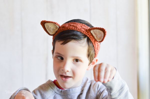 crochet fox headband for kids and toddler free pattern 