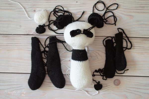 how to make crochet panda bear parts amigurumi 