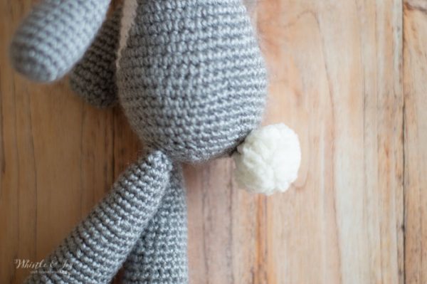 plush pom-pom tail on a crochet bunny 