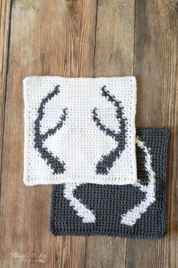 crochet antlers blanket square free crochet pattern for afghan 