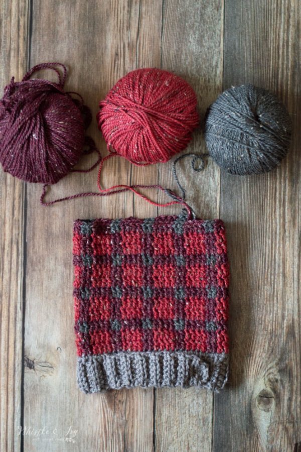 crochet tartan plaid hat technique free crochet pattern toque slouchy 