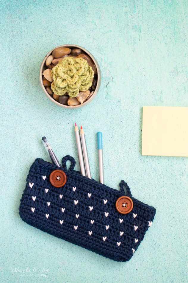 Faux Knit Crochet Pencil Pouch  – CROCHET PATTERN